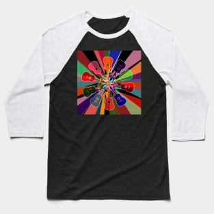 Psychedelic Geometric Rainbow Acoustic Guitar #1 Baseball T-Shirt